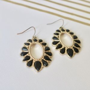 Black and Gold Gemstone Earrings